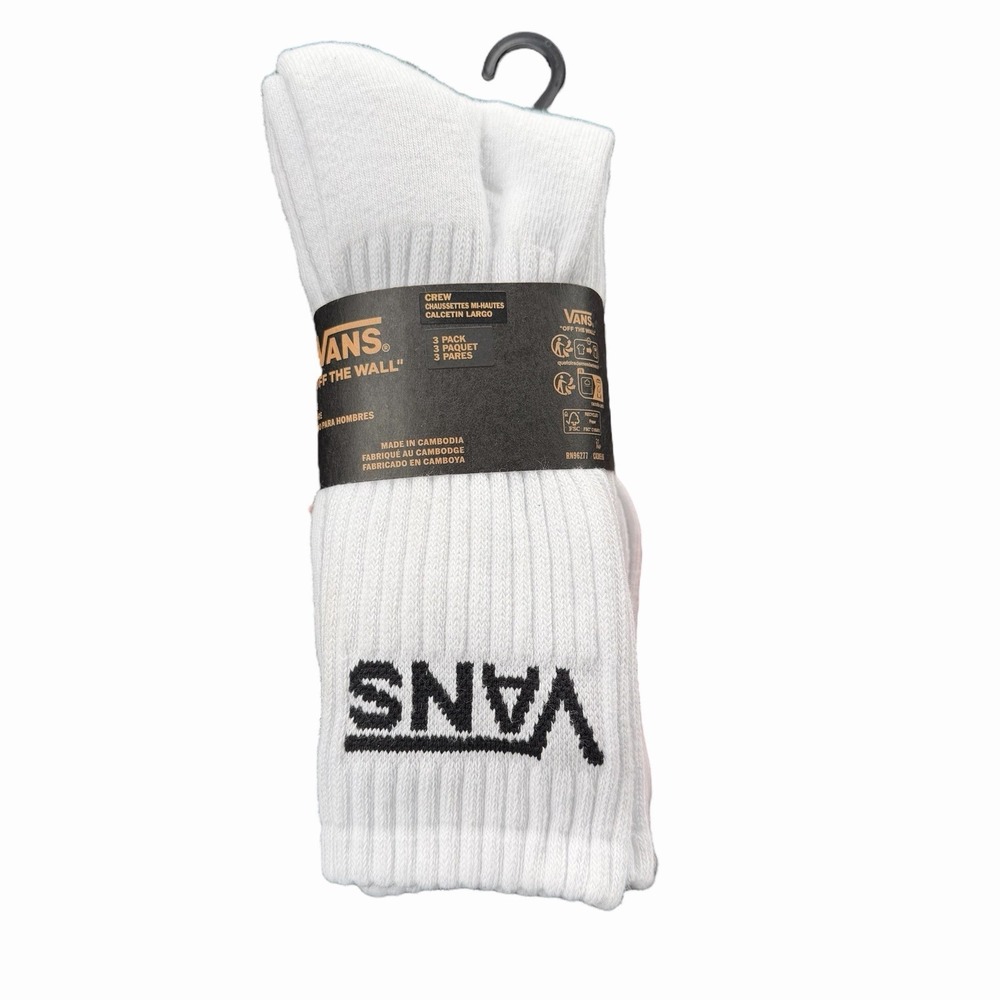 Vans Classic Crew Socks 3-Pack Unisex US Men's Size 9.5-13 Off The Wall NWT - Picture 2 of 4